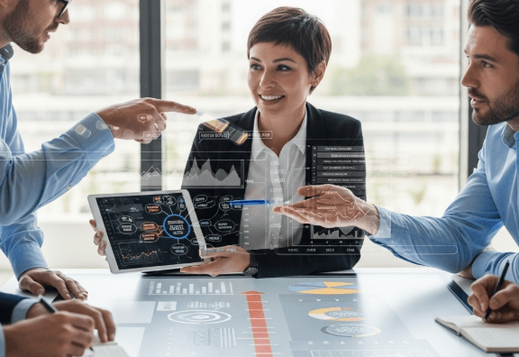 Planejamento estratégico empresarial com metas e objetivos para crescimento do negócio