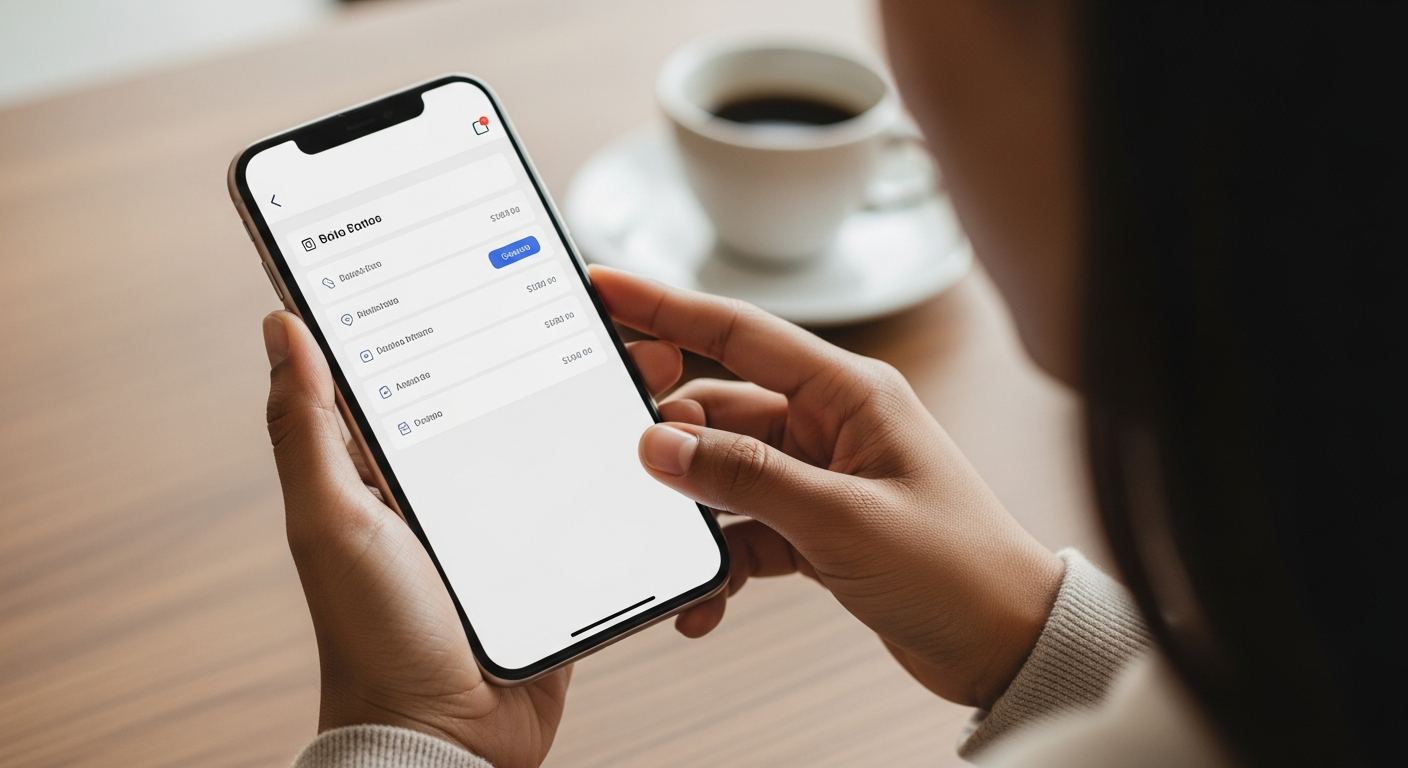 Mão segurando smartphone com app bancário aberto para aumentar limite no Banco Inter