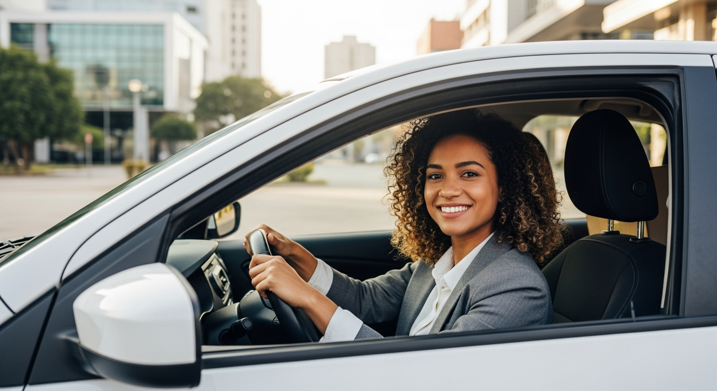 Empreendedora MEI usando carro zero comprado pelo CNPJ como ativo empresarial para entregas e visitas a clientes