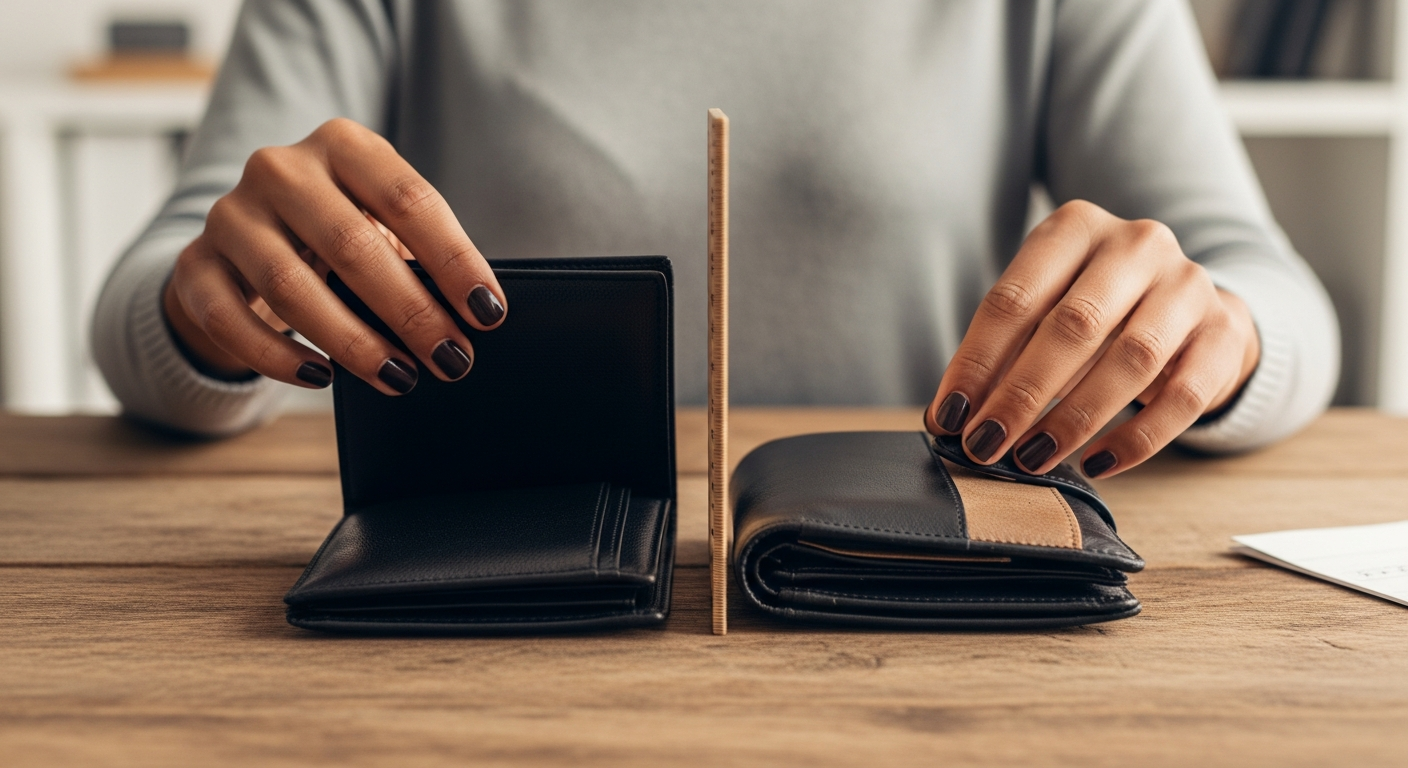 Duas carteiras separadas por divisória simbolizando separação entre finanças pessoais e empresariais