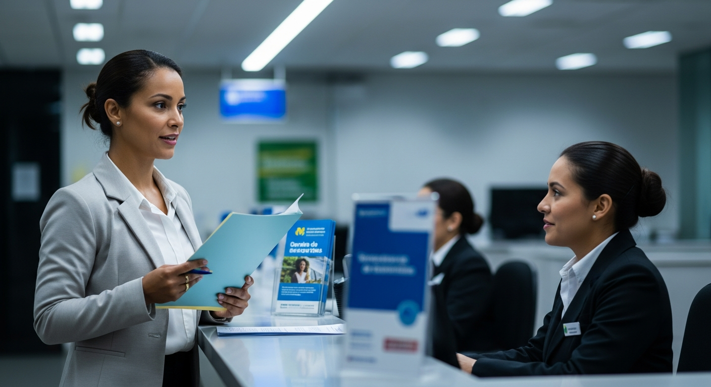 MEI apresentando documentos em agência bancária brasileira para solicitar linha de crédito