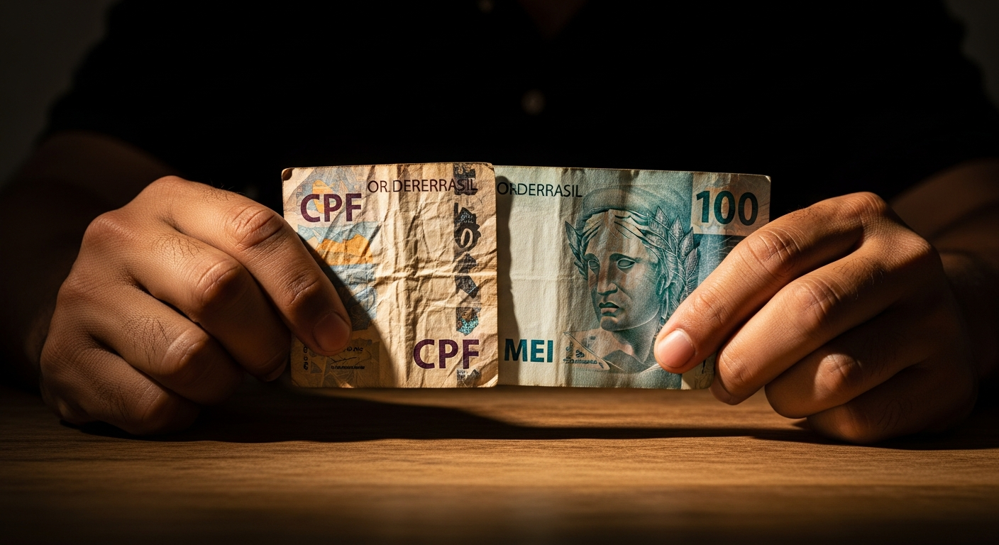 Comparação visual de dinheiro economizado ao trocar CPF por CNPJ MEI para motorista de aplicativo