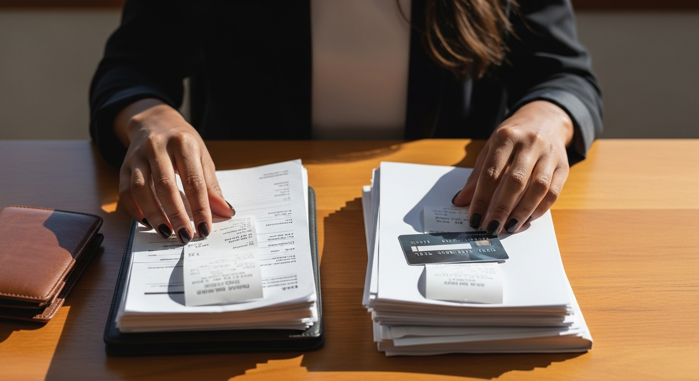 Separação entre finanças pessoais e empresariais sobre mesa de escritório — capital de giro PJ
