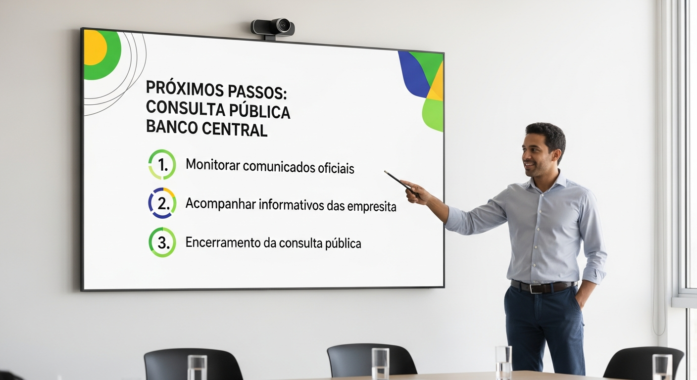 Infográfico com próximos passos da consulta pública do Banco Central sobre fintechs e bancos digitais
