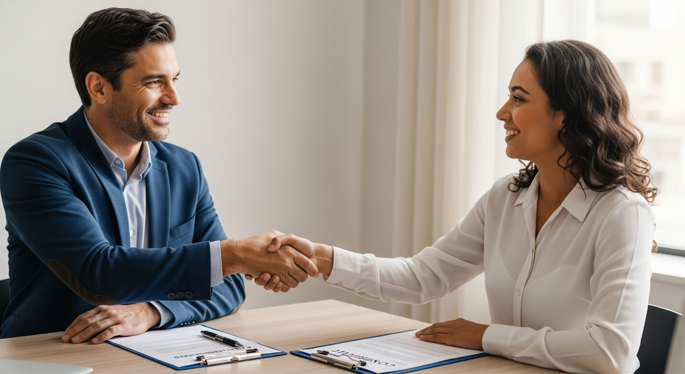 Empresários brasileiros fechando negócio com fornecedor graças a crédito PJ acessível